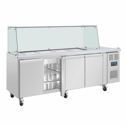 Polar U-Series GN Saladette Counter with Square Sneeze Guard 4 Door - 12
