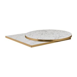 Omega Round Laminate Table Top White Carrara Marble 700mm - HS762 - 1