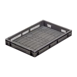 Grey Perforated Stacking Container Small 600x400x75mm - FU495 - 1
