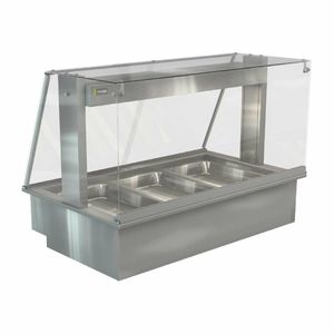 Cossiga Linear Series Drop-in Bain Marie 3x1/1GN w/Square Glass Assisted Service 1145mm - HT660 - 1