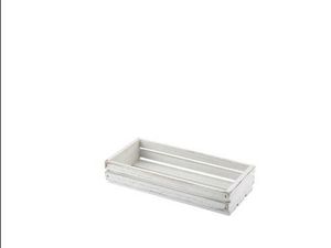 Genware White Wash Wooden Crate 25 x 12 x 5cm - 1