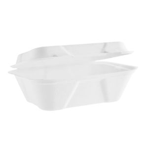 Vegware Compostable Bagasse Clamshell Hinged Meal Boxes 7x 5 (500 Pack) - HZ937 - 1
