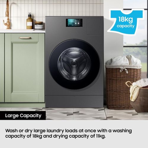 Samsung WD18DB8995BZT1 Bespoke AI All-in-One Heat Pump Washer Dryer, 18/11kg - WD18DB8995BZT1 - 9