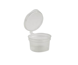 Polypropylene Pots with Hinged Lids (Microwaveable) 2.7fl oz Medium Cover Cup 80ml - Case 1000 - DCCLT - 1