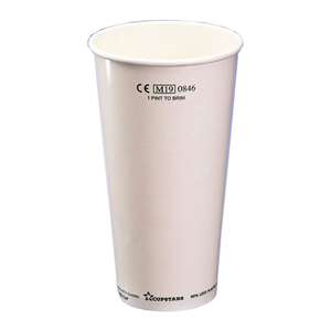 Cupstars CE Marked Paper Pint Cup to Brim White - Case 1000 - CS570CE - 1