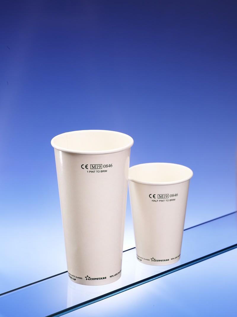 Cupstars CE Marked Paper Pint Cup to Brim White - Case 1000 - CS570CE - 2