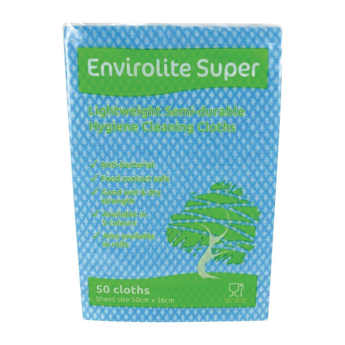 EcoTech Envirolite Super Antibacterial Cleaning Cloths Blue (50 Pack) - FA200  - 3