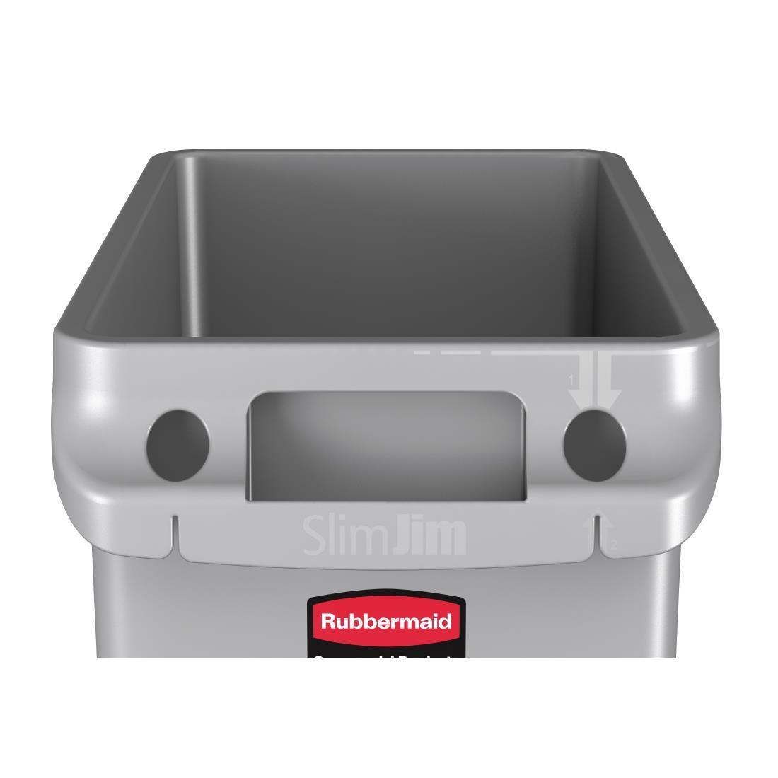 Rubbermaid Slim Jim Container With Venting Channels Grey 60Ltr - F603  - 8