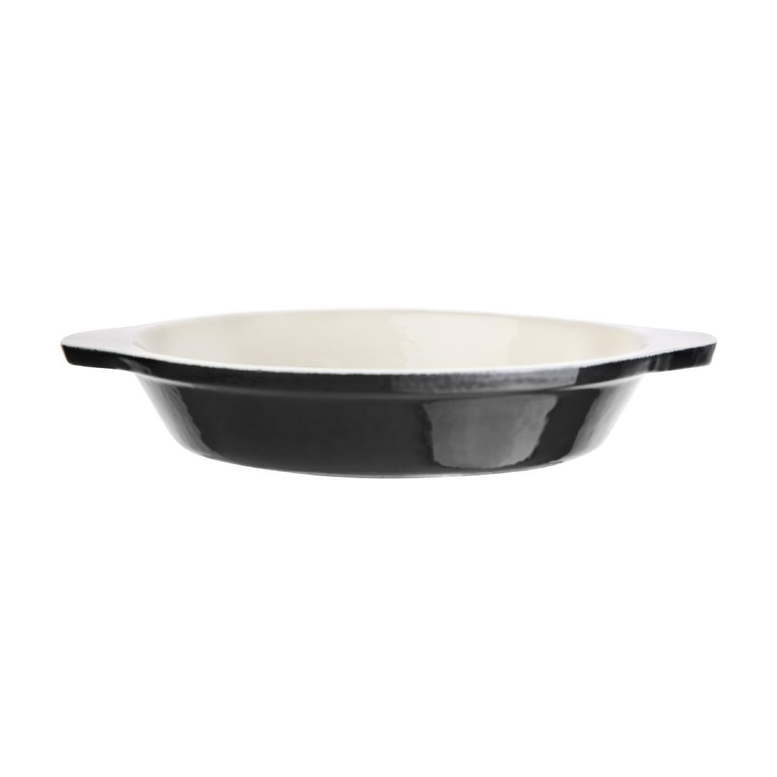 Vogue Black Cast Iron Round Gratin Dish 750ml - U562  - 2