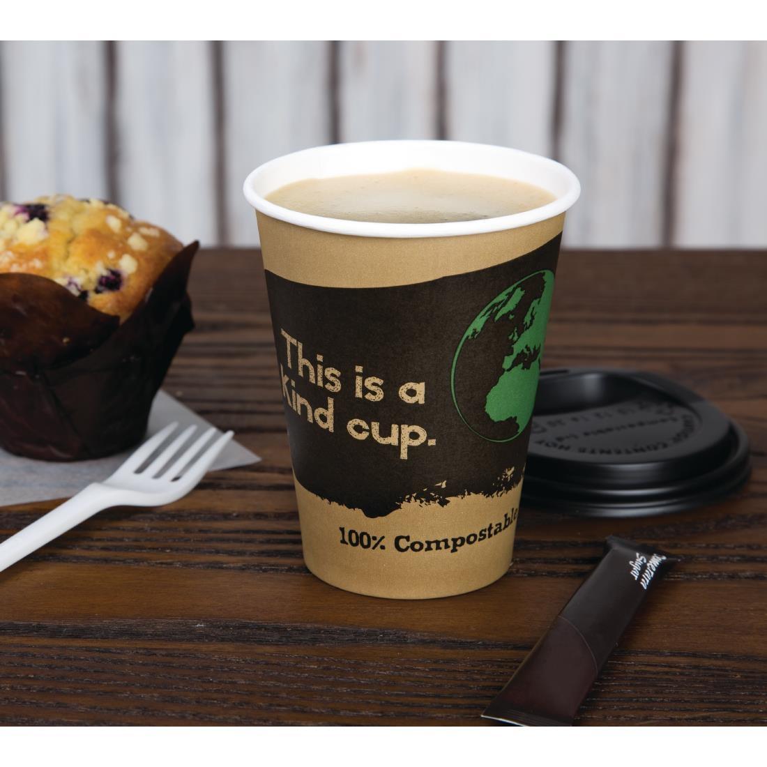 Fiesta Green 12oz Compostable Hot Cups and Lids Bundle (Pack of 1000) - SA486  - 5