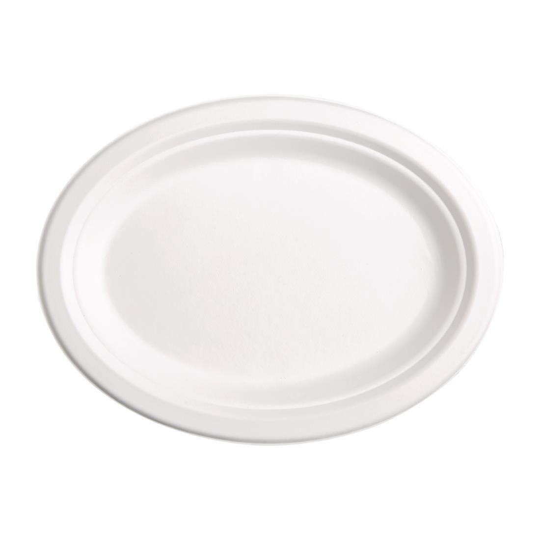 Fiesta Compostable Bagasse Oval Plates 198mm (Pack of 50) - FC534  - 2
