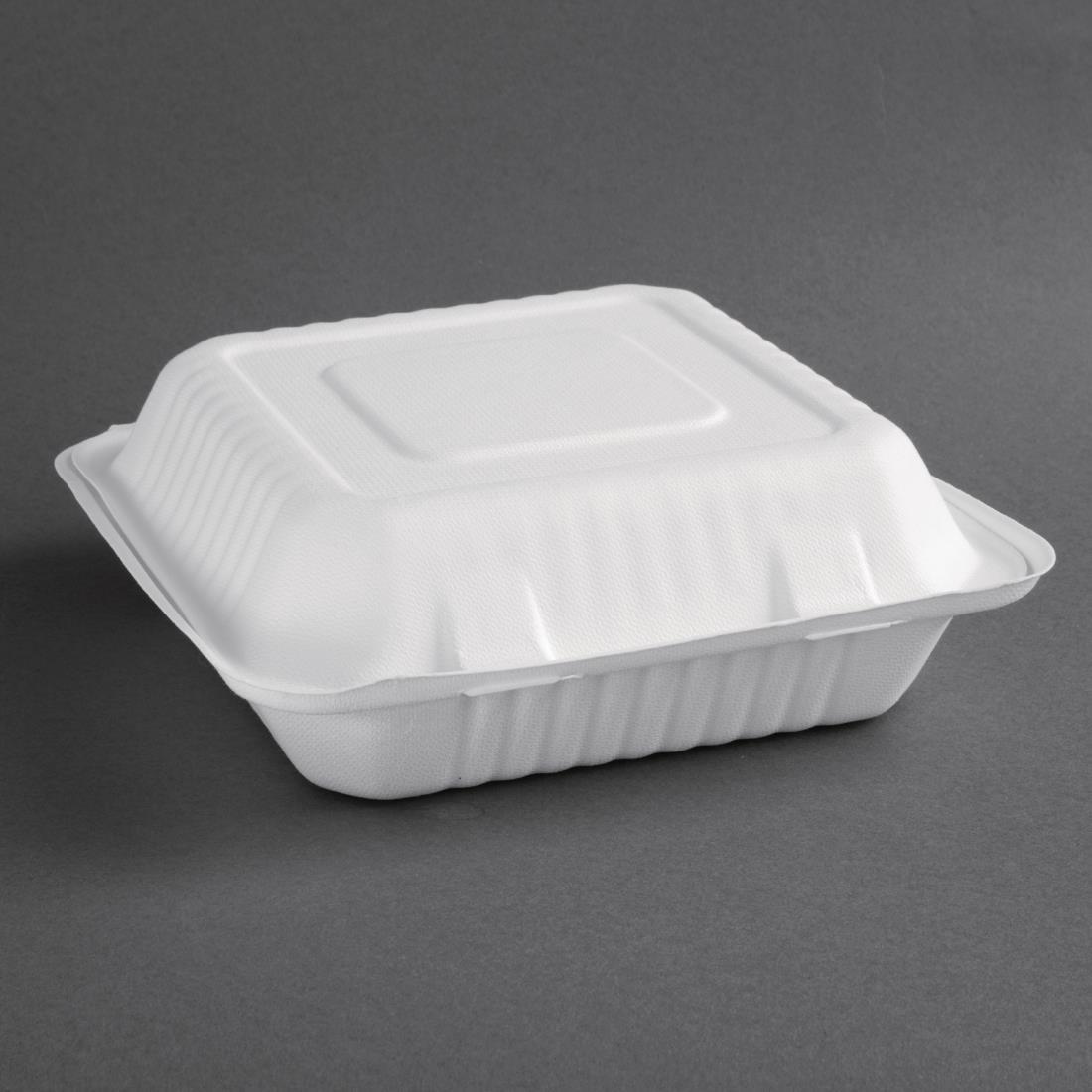 Fiesta Compostable Bagasse Hinged Food Containers 236mm (Pack of 200) - FC527  - 1