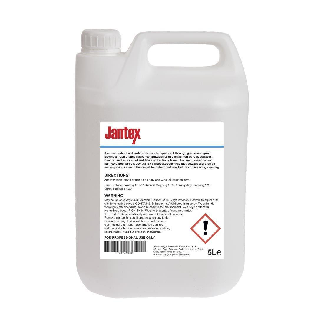 Jantex Citrus Kitchen Cleaner and Degreaser Concentrate 5Ltr (Single Pack) - GG937  - 2
