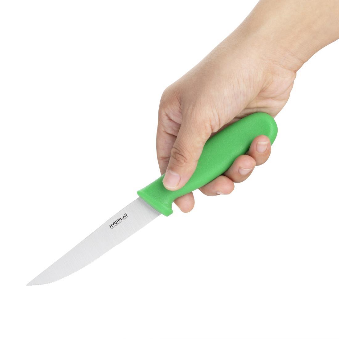 Hygiplas Serrated Vegetable Knife Green 10cm - C862  - 2