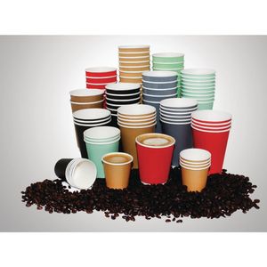 Fiesta Recyclable Coffee Cups Ripple Wall Black 225ml / 8oz (Pack of 25) - CM540  - 7