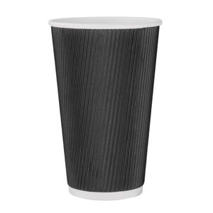 Fiesta Recyclable Ripple Wall Takeaway Coffee Cups Black 455ml / 16oz (Pack of 500) - CM545  - 1