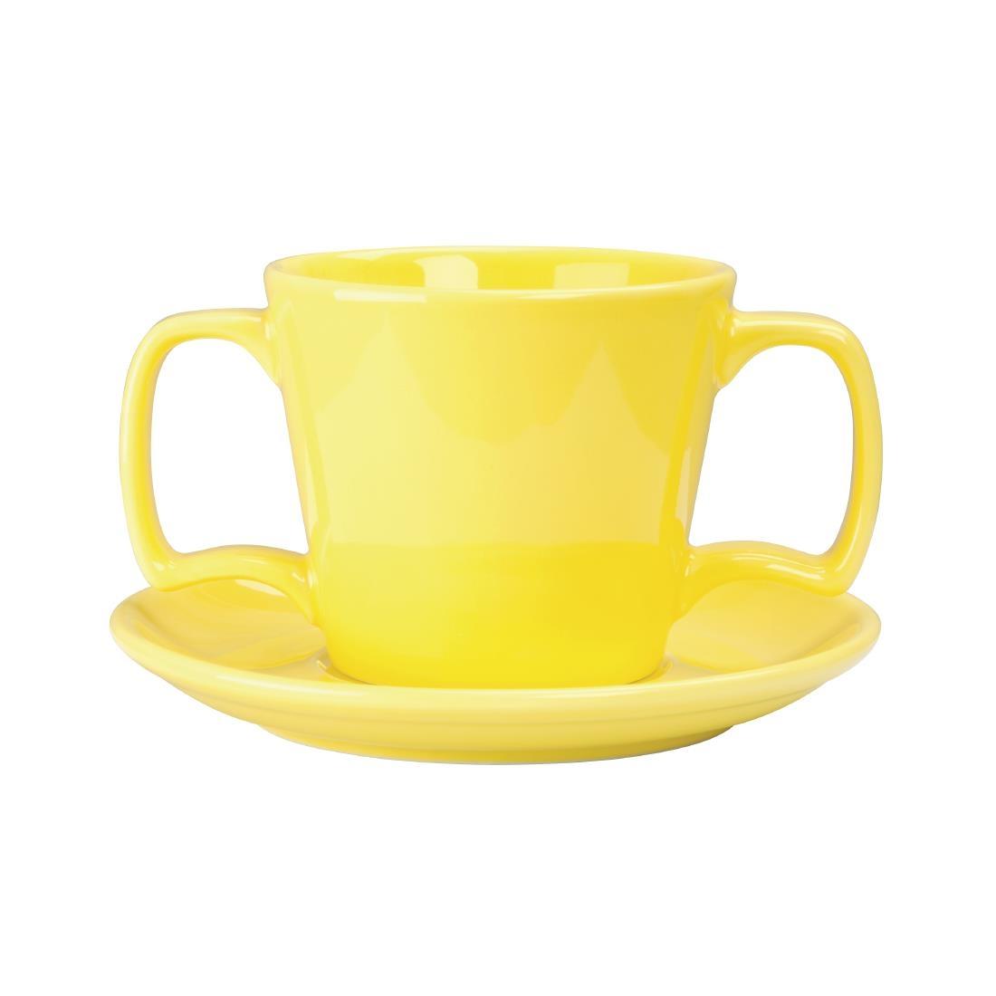 Olympia Heritage Double Handle Mugs Yellow 300ml (Pack of 6) - DW149  - 2