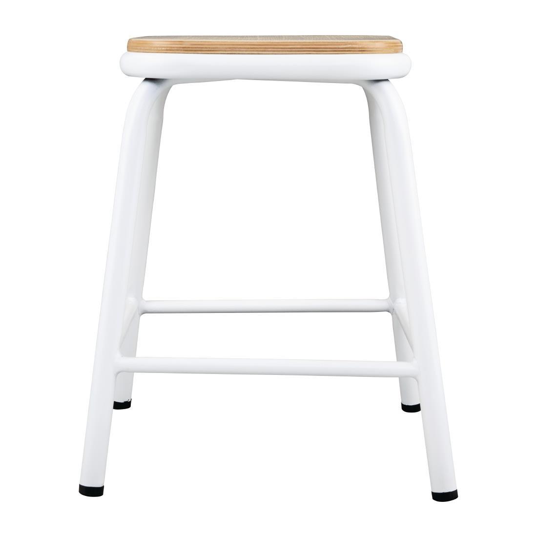 Bolero Cantina Low Stools with Wooden Seat Pad White (Pack of 4) - FB933  - 2
