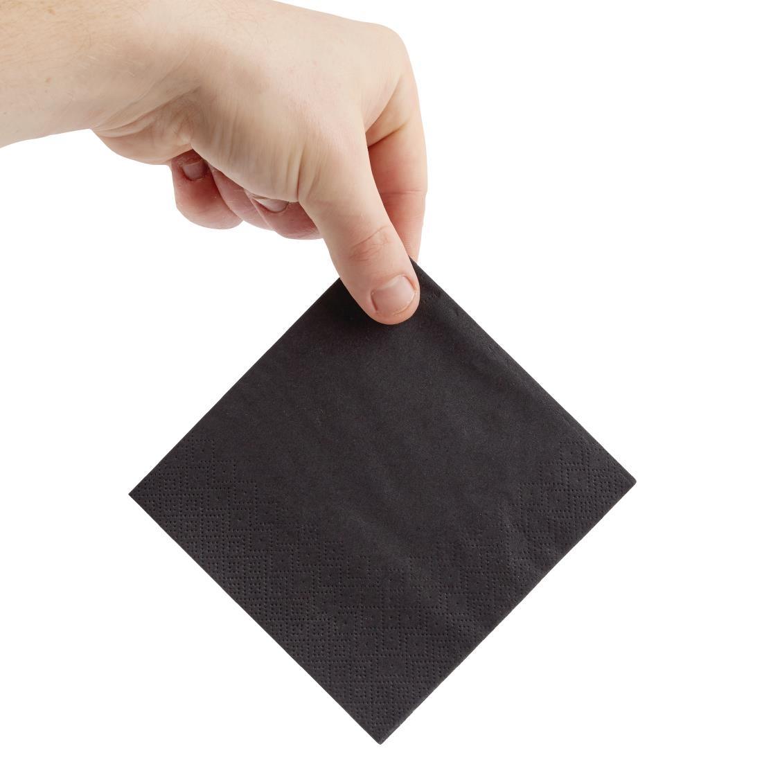 Fiesta Recyclable Cocktail Napkin Black 24x24cm 2ply 1/4 Fold (Pack of 4000) - FE218  - 3