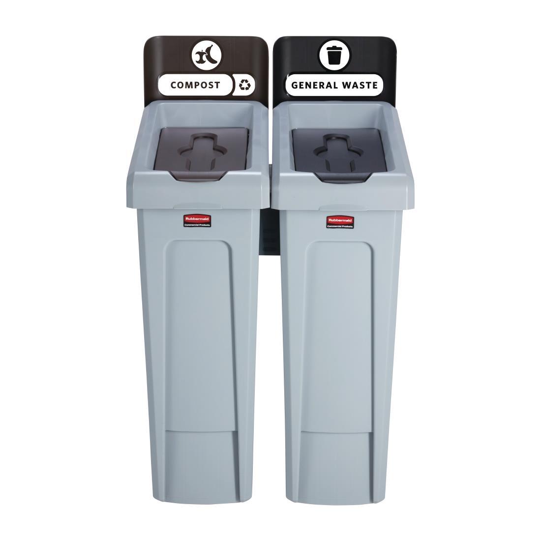 Rubbermaid Slim Jim Two Stream Recycling Station 87Ltr - DY079  - 2