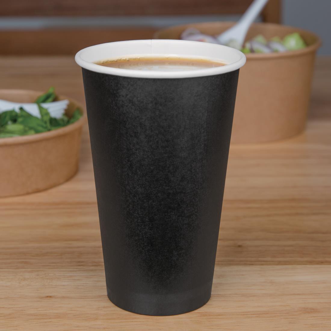 Fiesta Recyclable Coffee Cups Single Wall Black 455ml / 16oz (Pack of 1000) - GF044  - 4