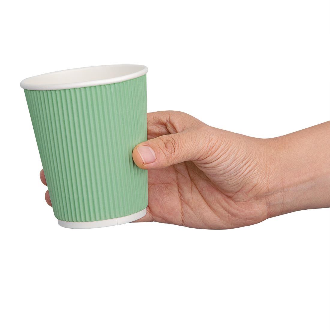 Fiesta Recyclable Coffee Cups Ripple Wall Turquoise 225ml / 8oz (Pack of 500) - GP421  - 3