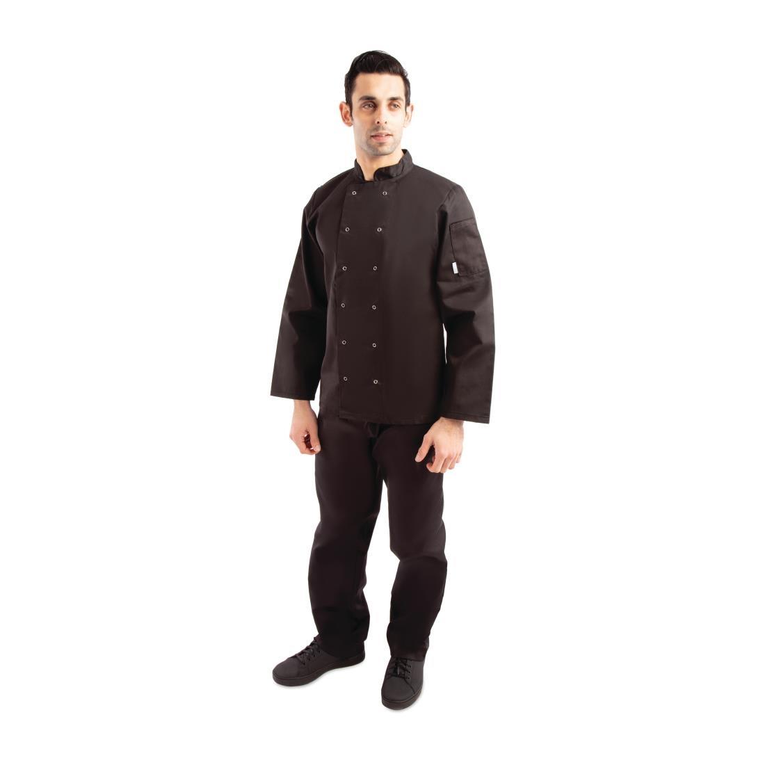 Whites Vegas Unisex Chefs Jacket Long Sleeve Black XL - A438-XL  - 7