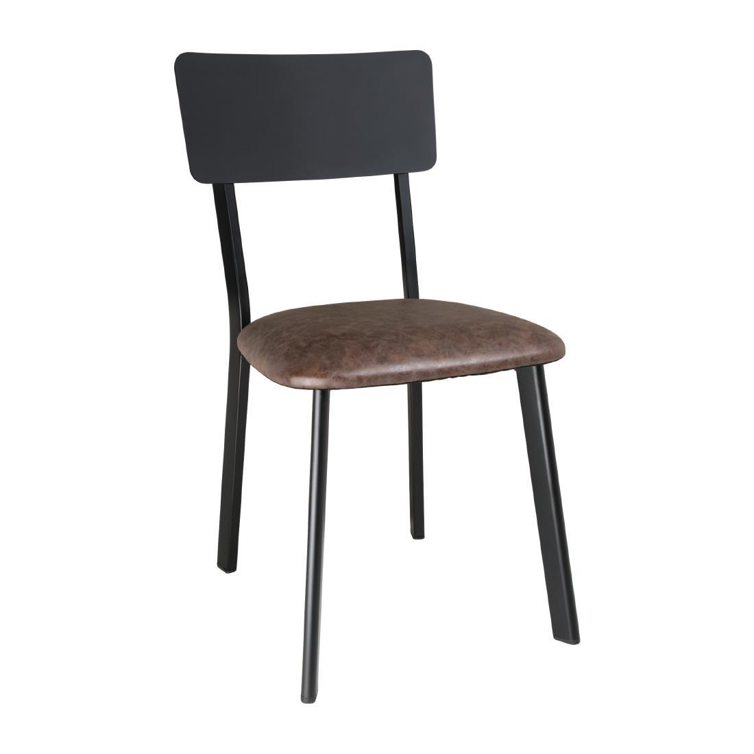 Bolero Metal & PU Side Chair Vintage Mocha (Pack 4) - DR301  - 1
