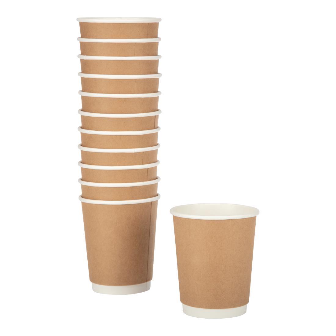 Fiesta Recyclable Coffee Cups Double Wall Kraft 225ml / 8oz (Pack of 500) - GP439  - 2