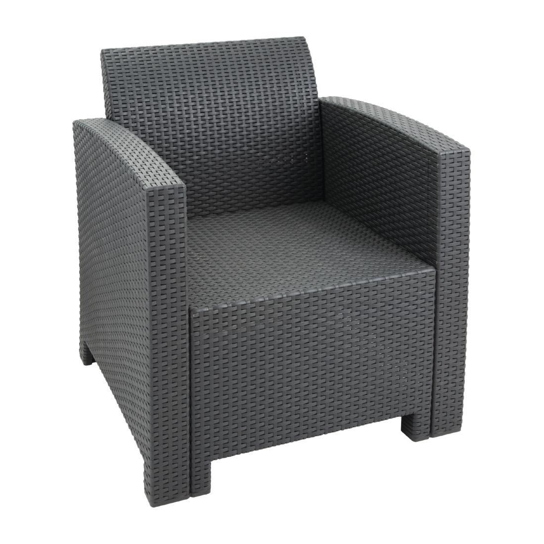 Bolero PP Armchair and Table Wicker Set Grey - DR309  - 2