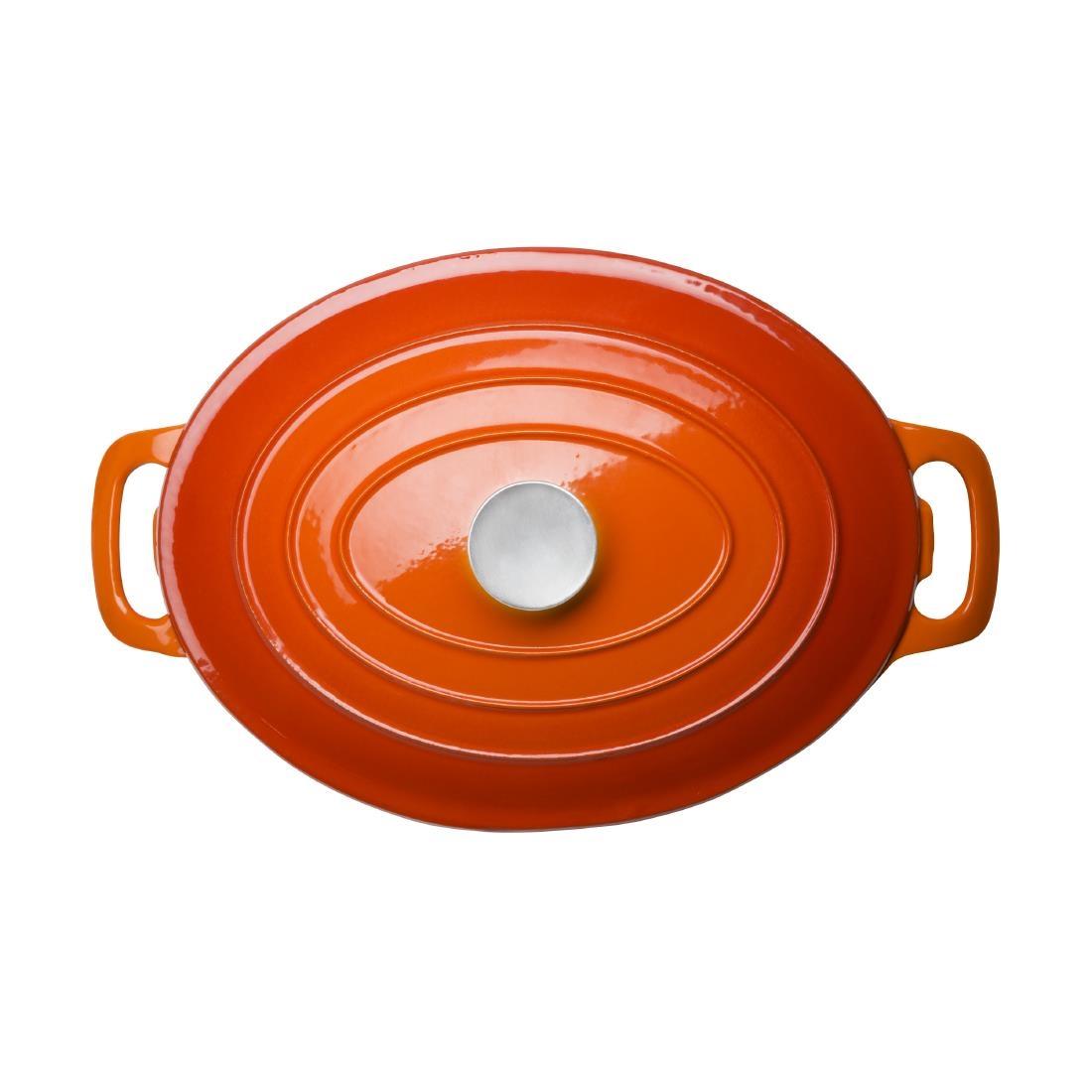 Vogue Orange Oval Casserole Dish 6Ltr - GH312  - 5