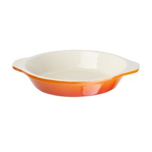 Vogue Orange Round Cast Iron Gratin Dish 400ml - GH316  - 1