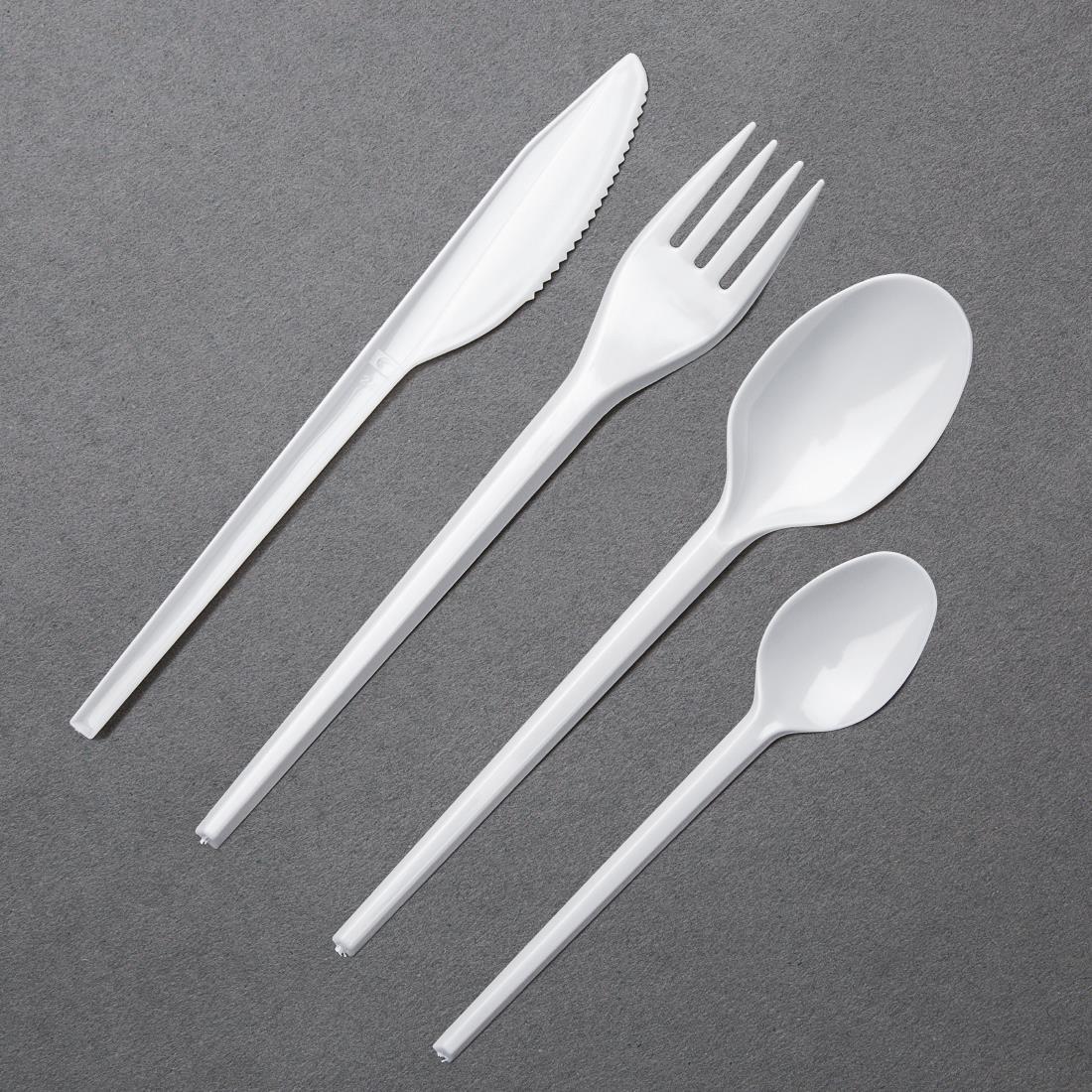 Fiesta Recyclable Lightweight Plastic Dessert Spoons White (Pack of 100) - U640  - 5
