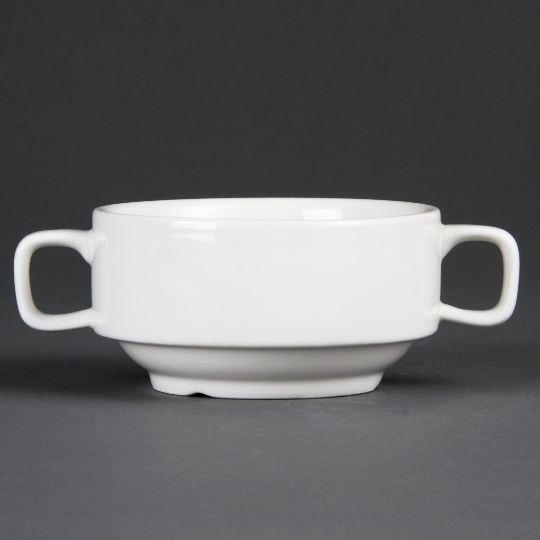 Olympia Whiteware Soup Bowls With Handles 400ml (Pack of 6) - C239  - 1