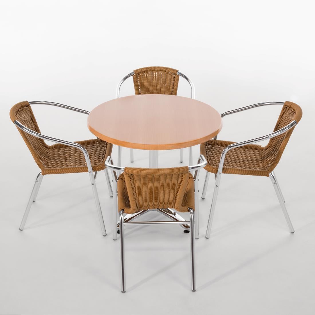 Bolero Aluminium and Natural Wicker Chair (Pack of 4) - U422  - 7