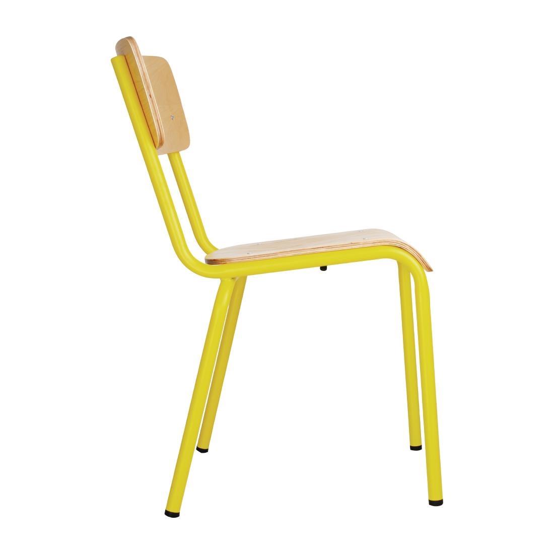 Bolero Cantina Side Chairs with Wooden Seat Pad and Backrest Yellow (Pack of 4) - FB948  - 2