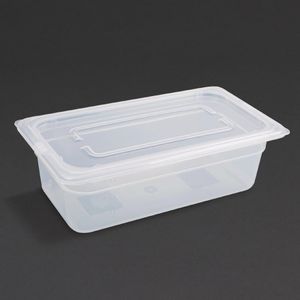 Vogue Polypropylene 1/3 Gastronorm Container with Lid 100mm (Pack of 4) - GJ519  - 1
