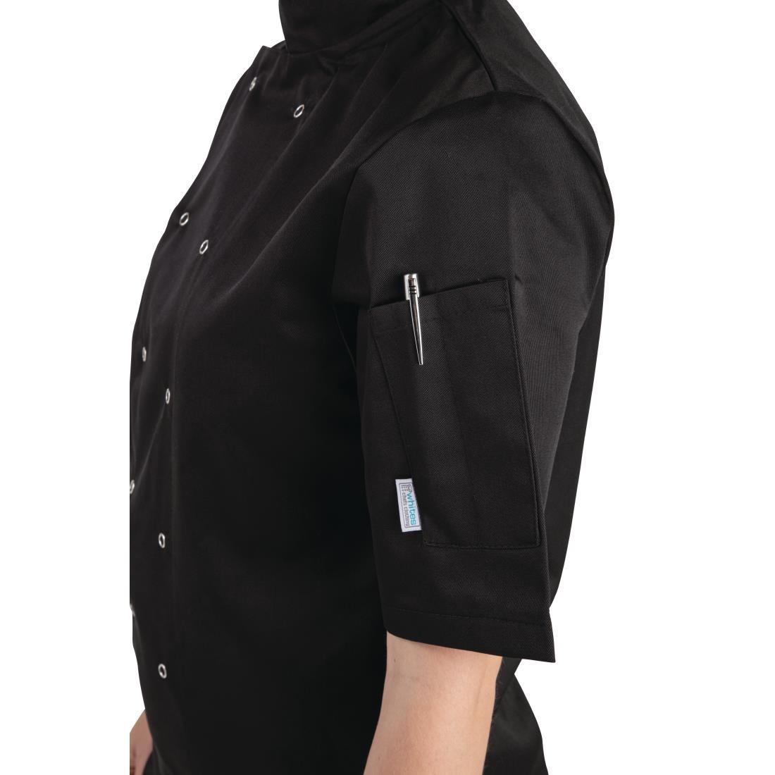 Whites Vegas Unisex Chefs Jacket Short Sleeve Black 5XL - A439-5XL  - 4