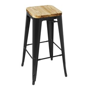 Bolero Bistro High Stools with Wooden Seat Pad Black (Pack of 4) - GM640  - 1