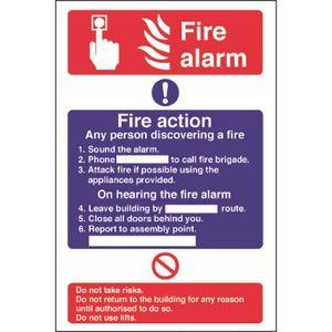 Fire Alarm / Fire Action Sign Self Adhesive - CC926  - 1