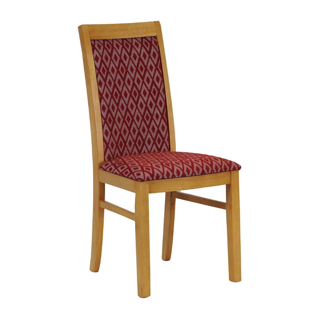 Brooklyn Padded Back Soft Oak Dining Chair with Red Diamond Padded Seat and Back (Pack of 2) - FT416  - 1