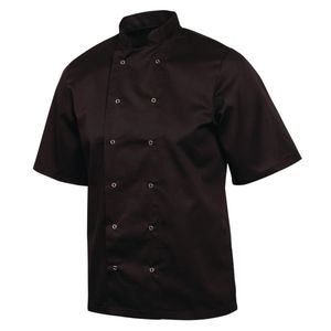 Whites Vegas Unisex Chefs Jacket Short Sleeve Black XL - A439-XL  - 5