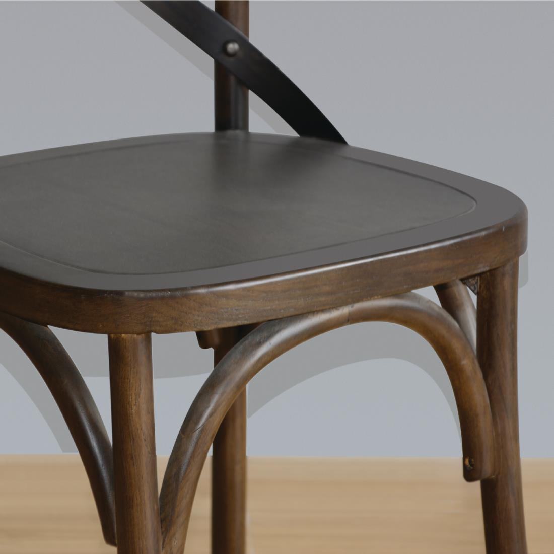 GG658 - Bolero Wooden Dining Chair with Metal Cross Backrest (Walnut Finish) (Pa - GG658  - 8