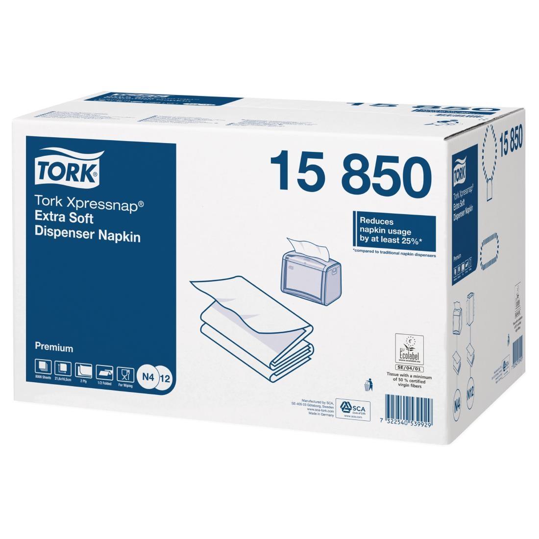 Tork Xpressnap Extra Soft Dispenser Napkin White 2Ply 1/2 Fold (Pack of 8x1000) - DB466  - 4