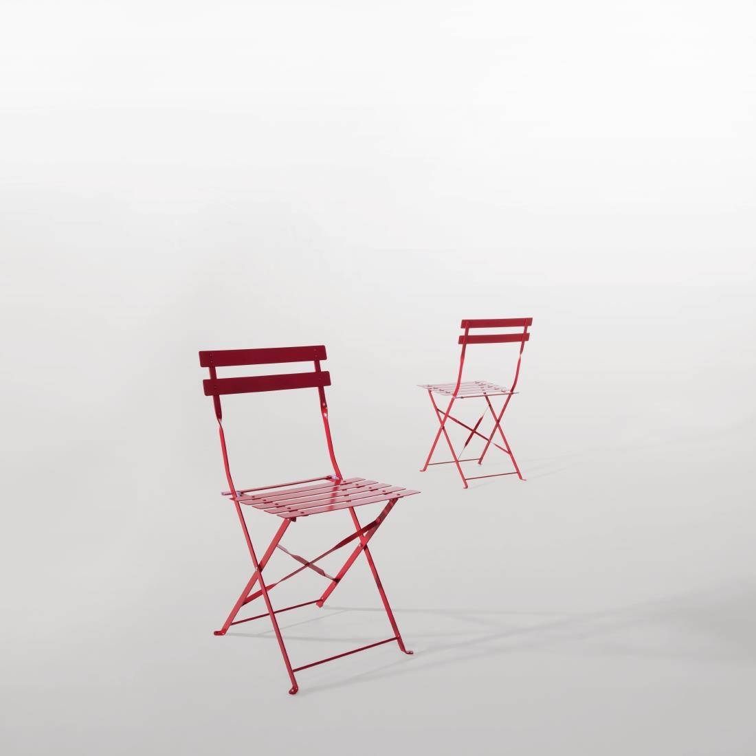 Bolero Red Pavement Style Steel Chairs (Pack of 2) - GH555  - 3