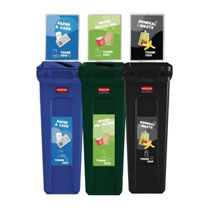 Rubbermaid General Waste, Paper and Mixed Recycling Schools Recycling Kit - FT357  - 1