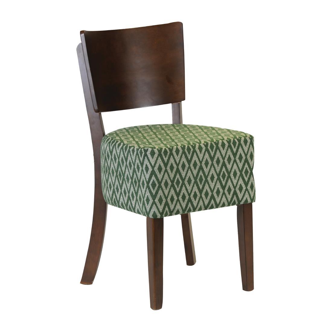 Asti Padded Dark Walnut Dining Chair with Green Diamond Deep Padded Seat and Back (Pack of 2) - FT423  - 1