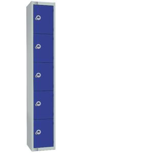 Elite Five Door Camlock Locker with Sloping Top Blue - CG617-CS  - 1