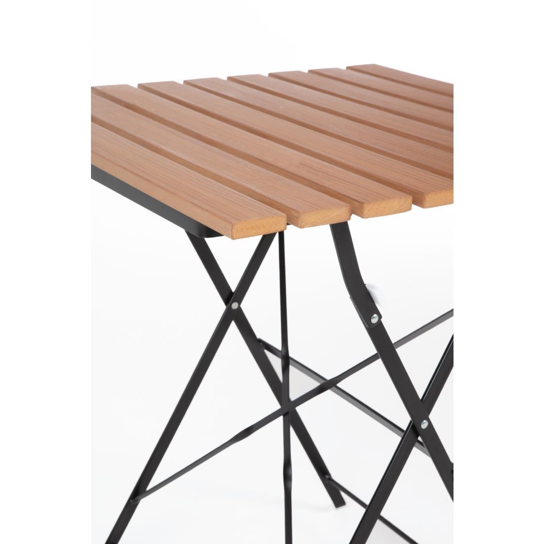 Bolero Square Faux Wood Bistro Folding Table 600mm (Single) - GJ765  - 5