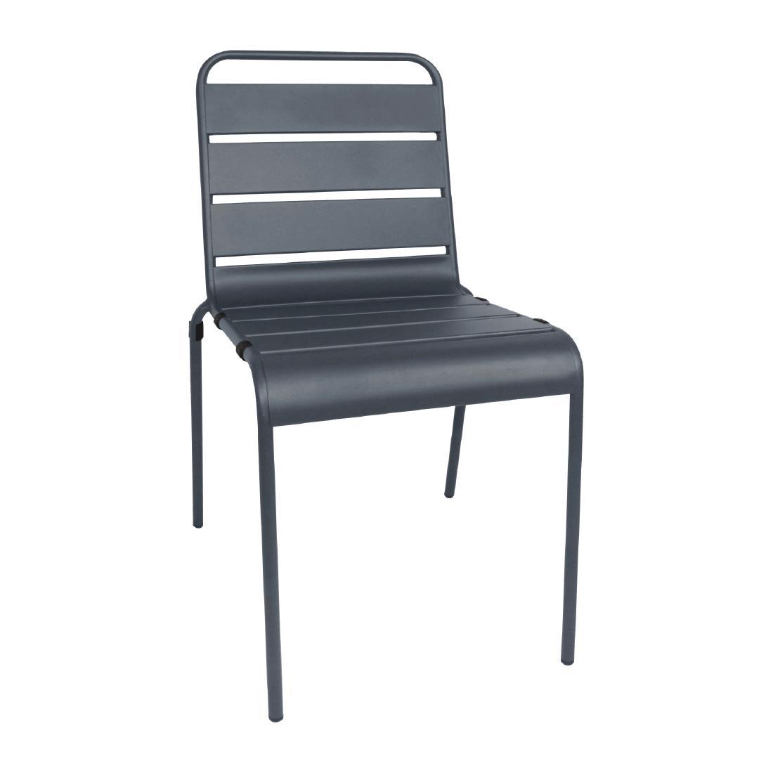 Bolero Slatted Steel Side Chairs Grey (Pack of 4) - CS727  - 2